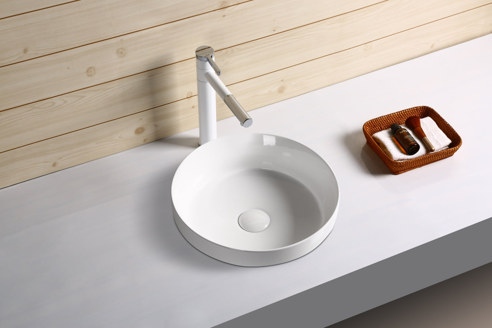 INFINITY CERAMIC BASIN DROP IN ROUND GLOSS WHITE 360MM