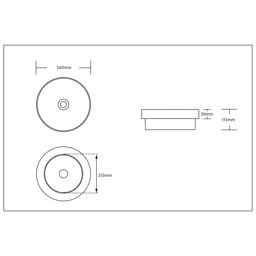 INFINITY ABOVE COUNTER AND DROP-IN CERAMIC BASIN ROUND MATTE WHITE 360MM