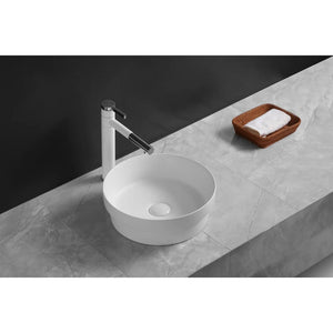 INFINITY ABOVE COUNTER AND DROP-IN CERAMIC BASIN ROUND MATTE WHITE 360MM