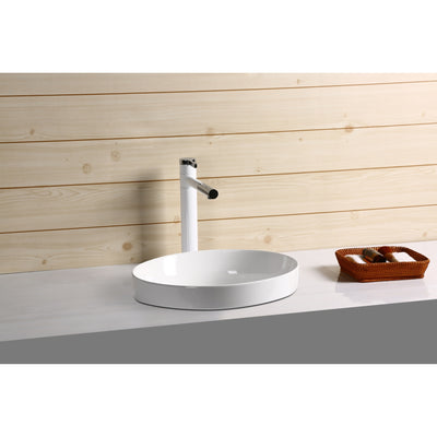 INFINITY ABOVE COUNTER AND DROP-IN CERAMIC BASIN ROUND GLOSS WHITE 360MM