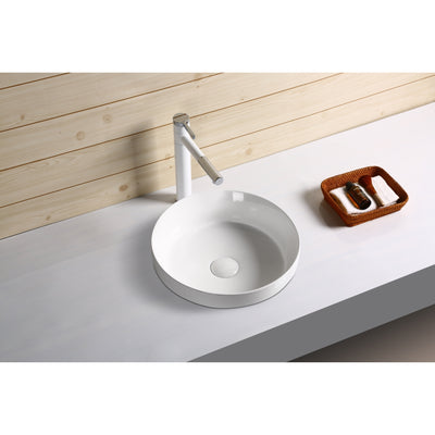 INFINITY ABOVE COUNTER AND DROP-IN CERAMIC BASIN ROUND GLOSS WHITE 360MM