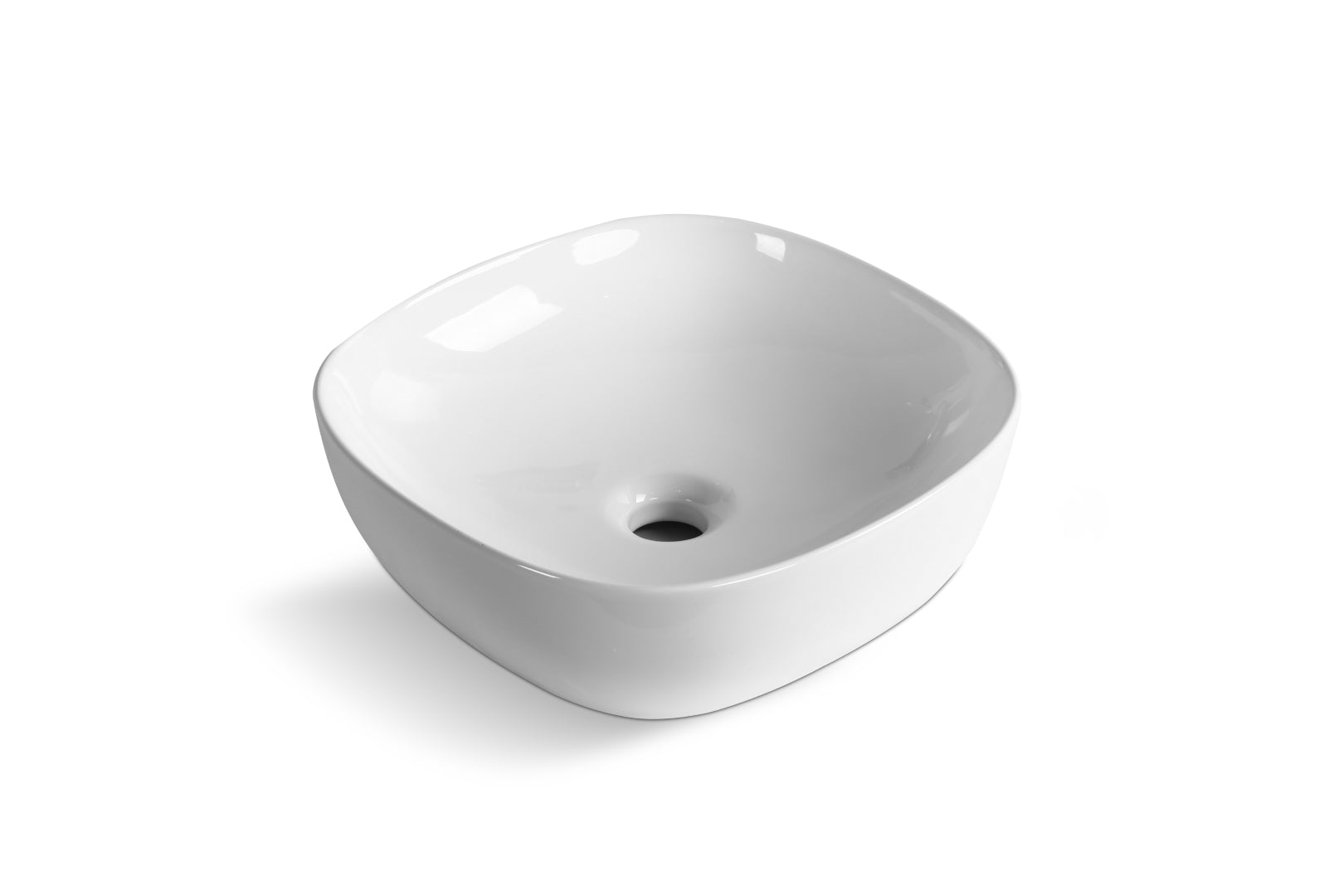 INFINITY CERAMIC BASIN ABOVE COUNTER SQUARE GLOSS WHITE 375MM
