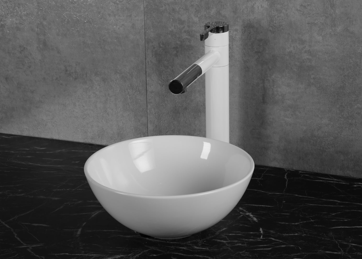INFINITY CERAMIC BASIN ABOVE COUNTER ROUND GLOSS WHITE 280MM