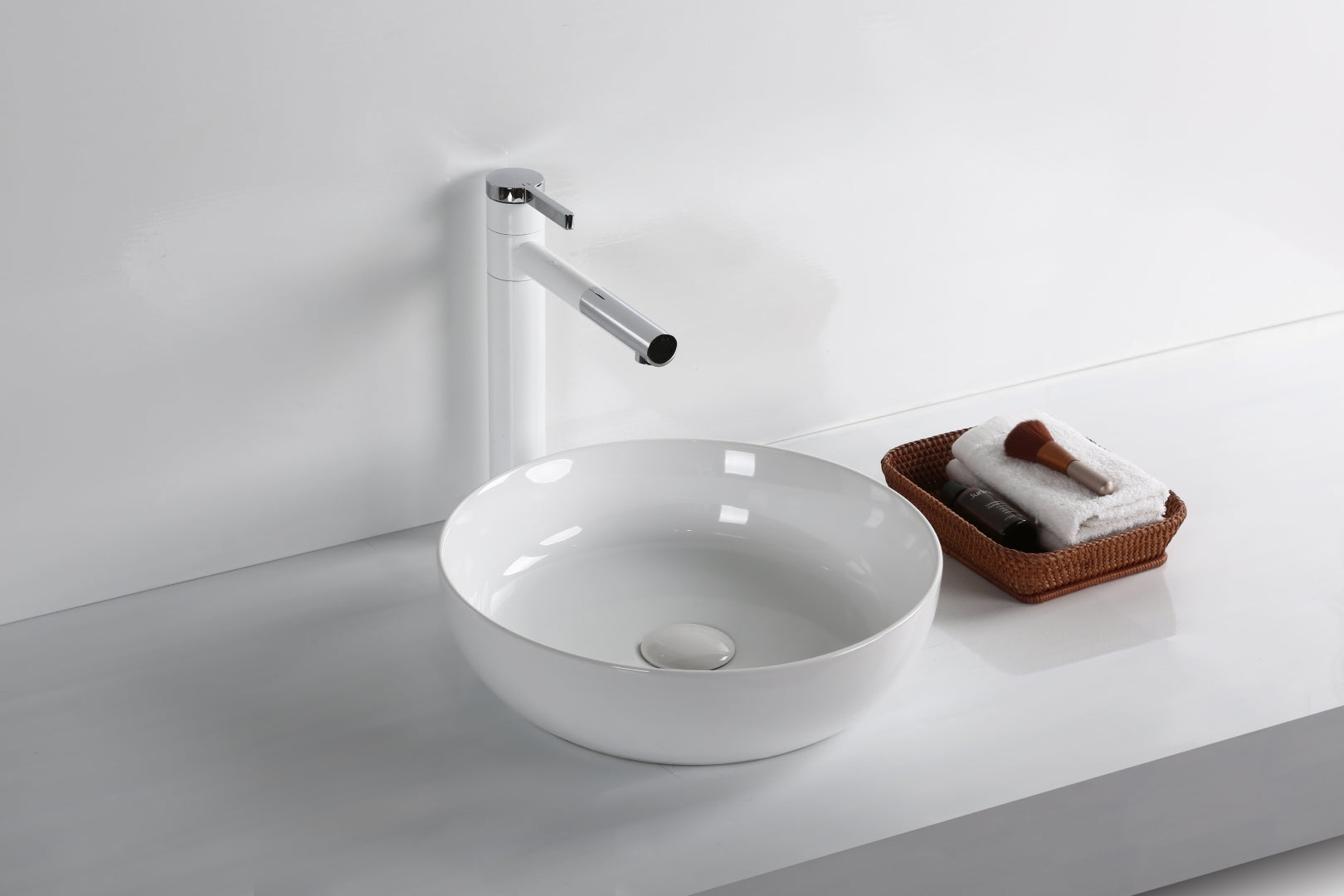 INFINITY CERAMIC BASIN ABOVE COUNTER ROUND GLOSS WHITE 375MM