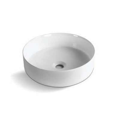 INFINITY ABOVE COUNTER CERAMIC BASIN ROUND GLOSS WHITE 395MM