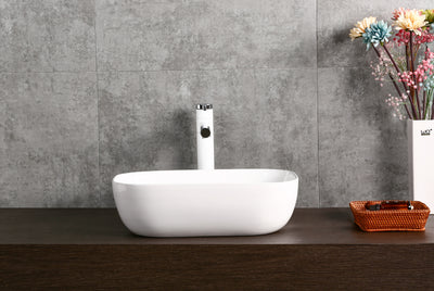 INFINITY CERAMIC BASIN ABOVE COUNTER RECTANGULAR GLOSS WHITE 505MM