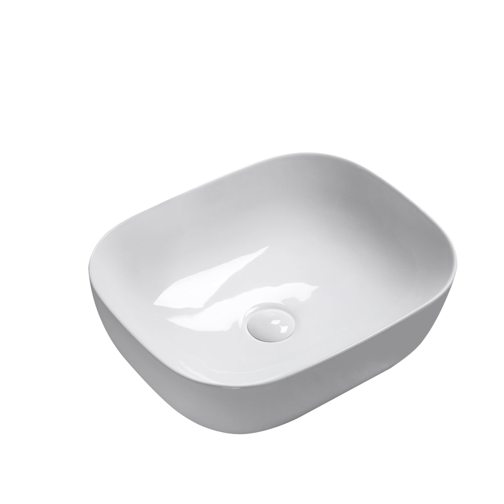 INFINITY CERAMIC BASIN ABOVE COUNTER RECTANGULAR GLOSS WHITE 505MM