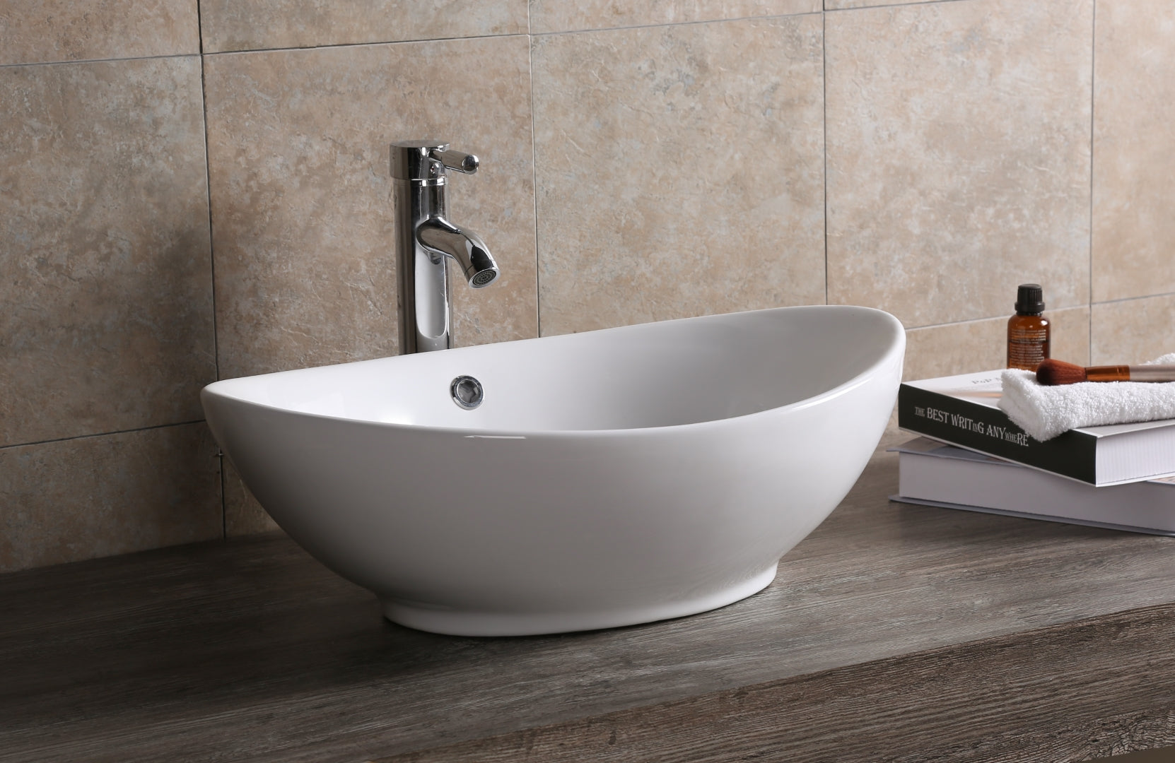 INFINITY CERAMIC BASIN OVAL GLOSS WHITE 590MM