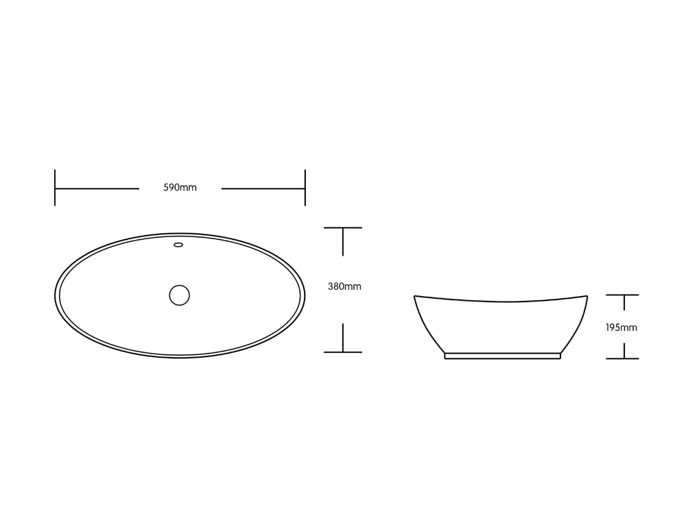 INFINITY CERAMIC BASIN OVAL GLOSS WHITE 590MM