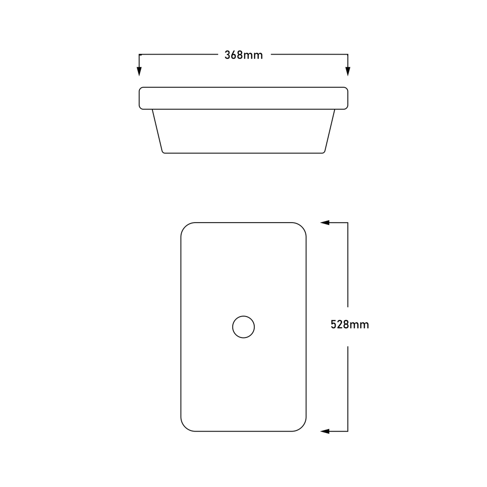 INFINITY ABOVE COUNTER CERAMIC BASIN RECTANGULAR GLOSS WHITE 528MM