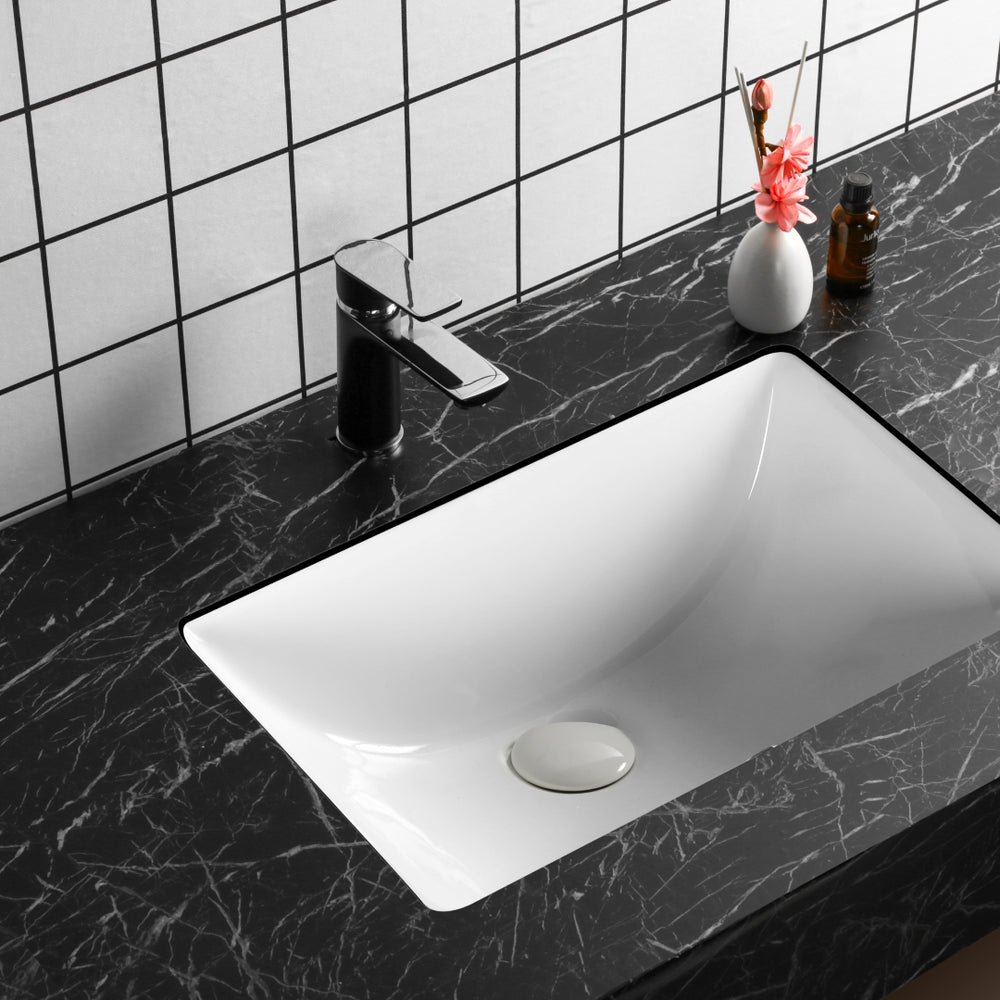 INFINITY CERAMIC BASIN RECTANGULAR GLOSS WHITE 475MM
