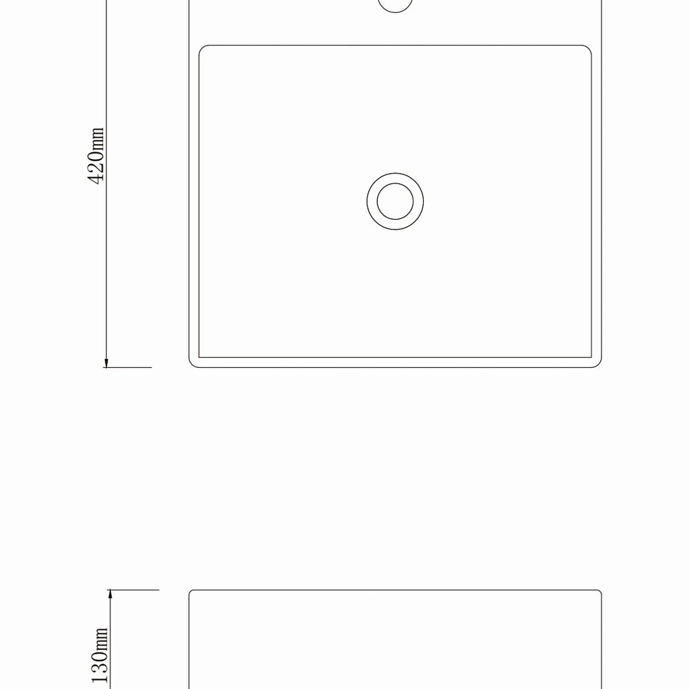 INFINITY CERAMIC BASIN RECTANGULAR WHITE 420MM