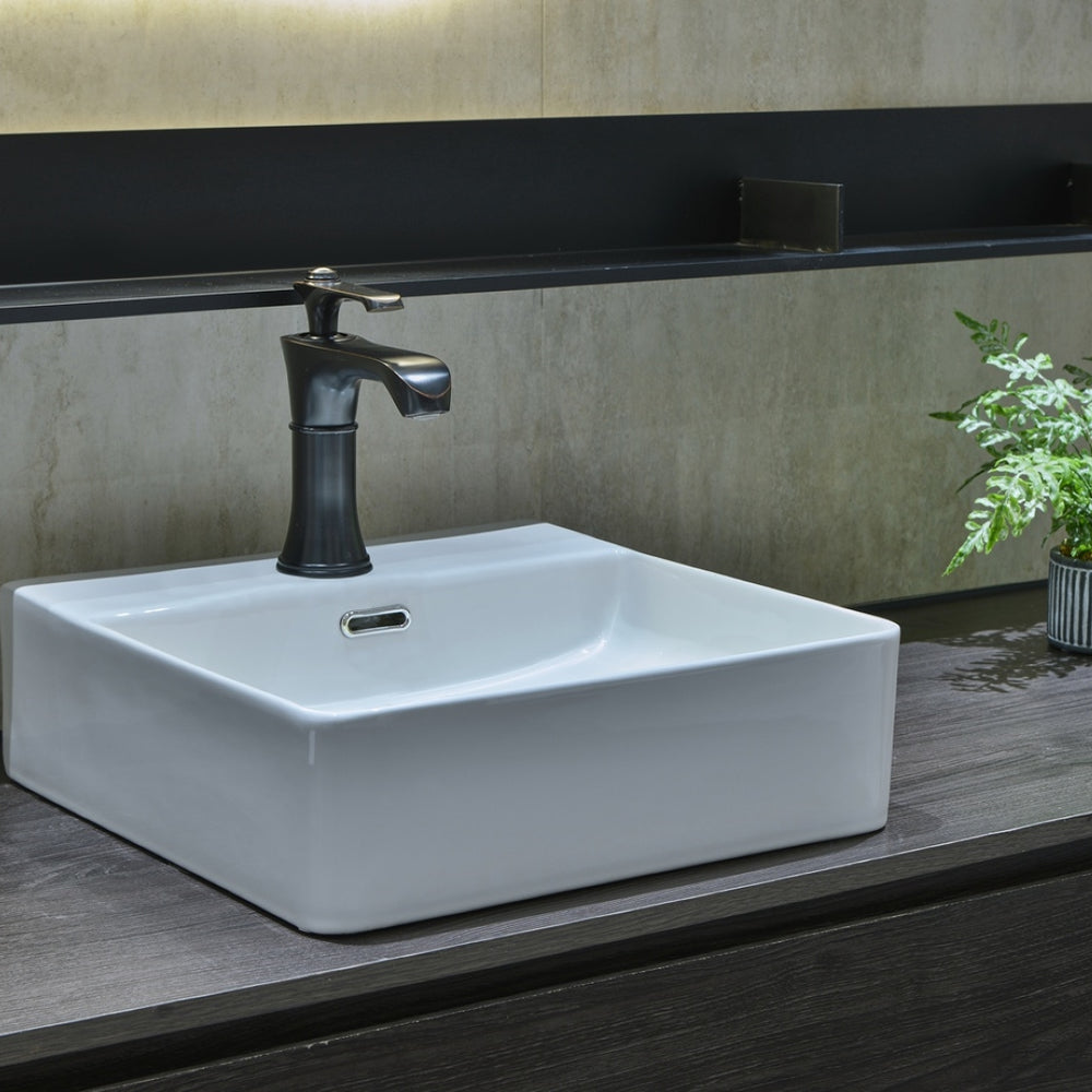 INFINITY CERAMIC BASIN RECTANGULAR WHITE 420MM