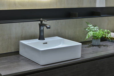 INFINITY CERAMIC BASIN RECTANGULAR WHITE 420MM