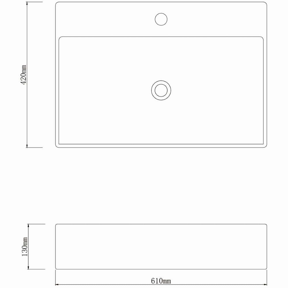 INFINITY CERAMIC BASIN RECTANGULAR WHITE 600MM