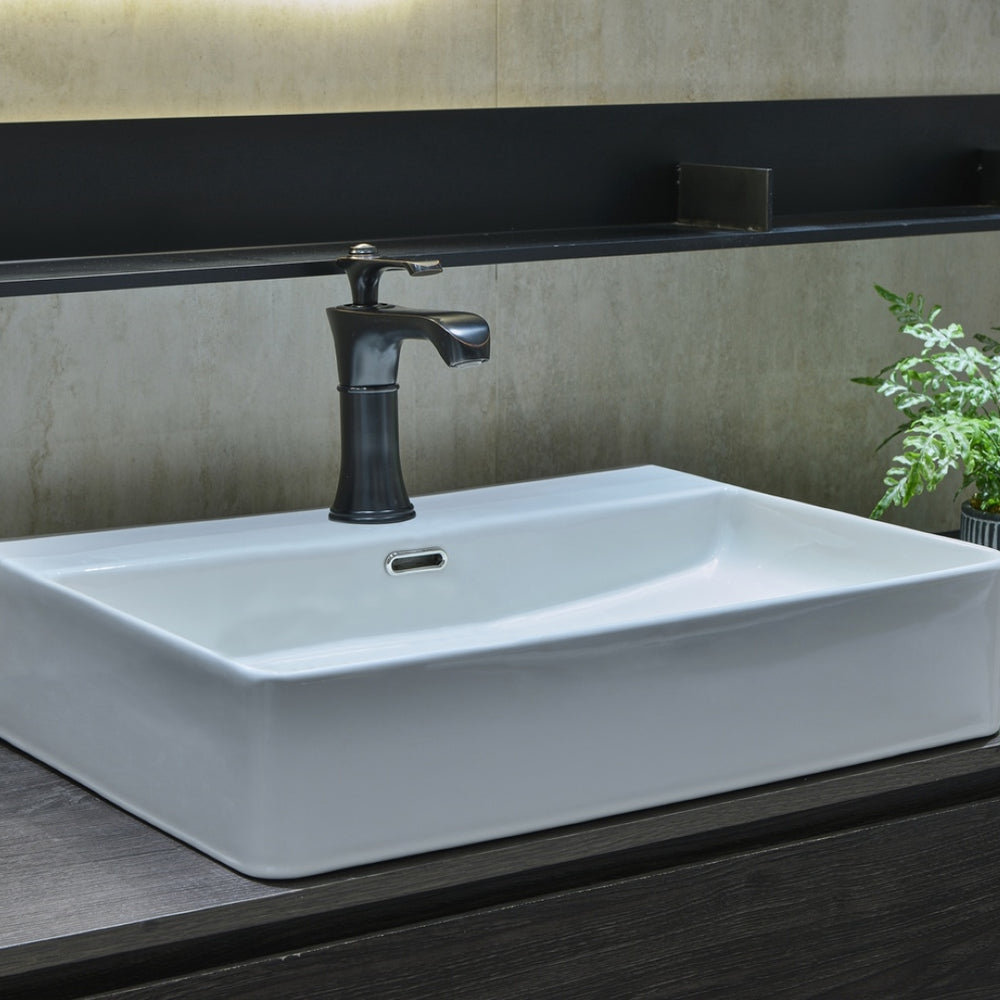 INFINITY CERAMIC BASIN RECTANGULAR WHITE 600MM