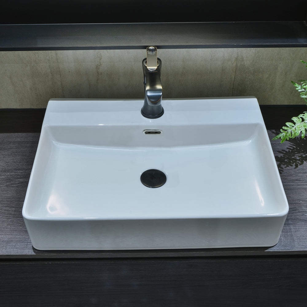 INFINITY CERAMIC BASIN RECTANGULAR WHITE 600MM