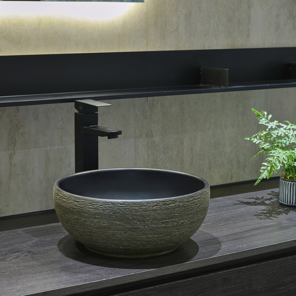 INFINITY ART BASIN PORCELAIN ROUND BLACK 340MM
