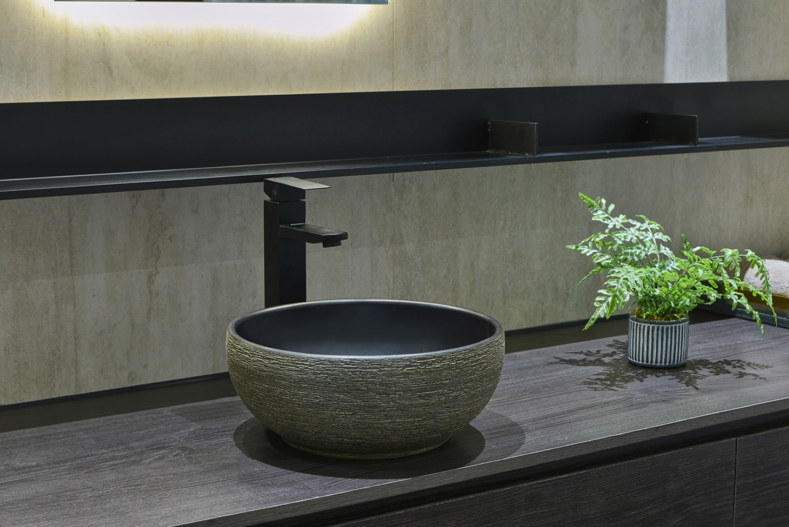 INFINITY ART BASIN PORCELAIN ROUND BLACK 340MM