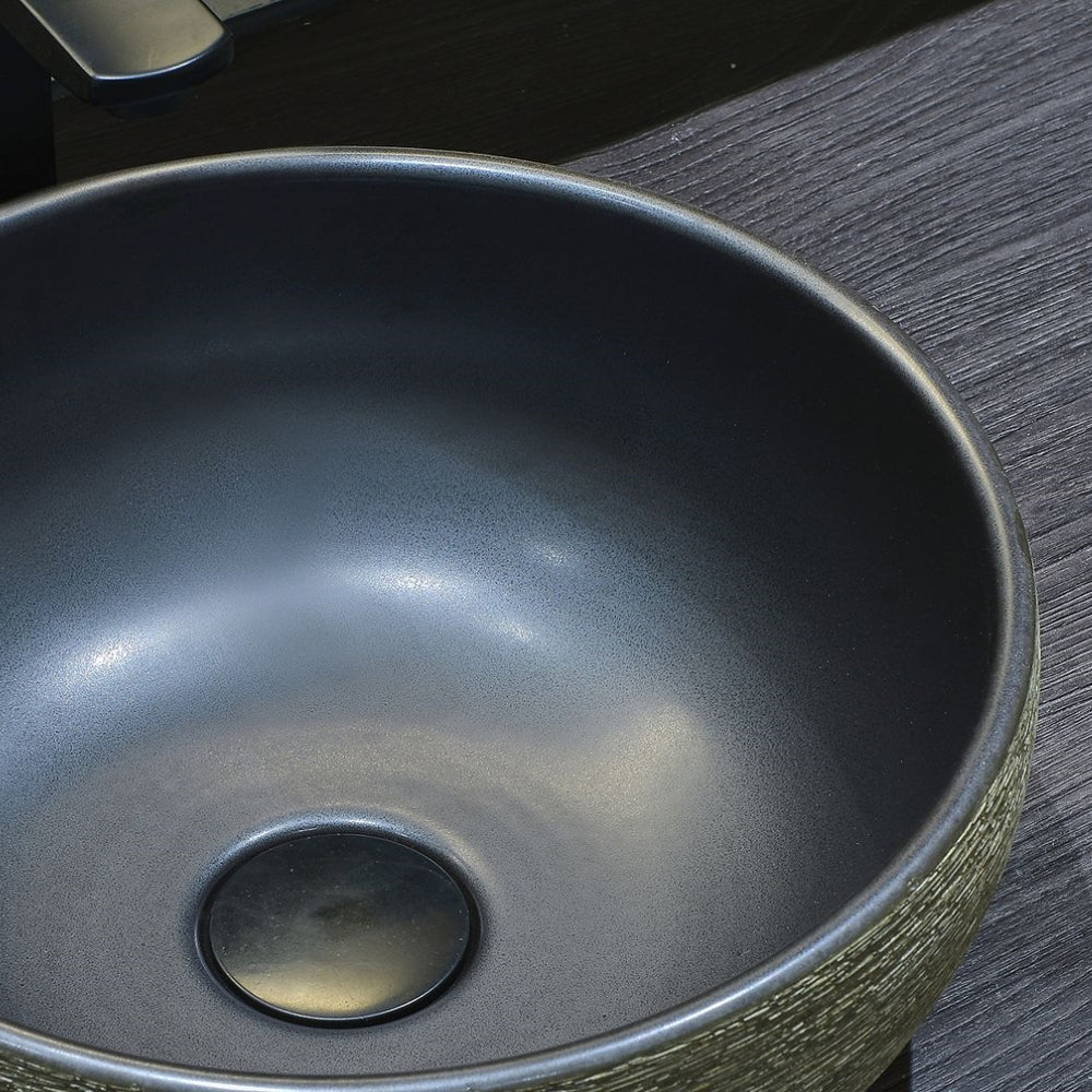 INFINITY ART BASIN PORCELAIN ROUND BLACK 340MM