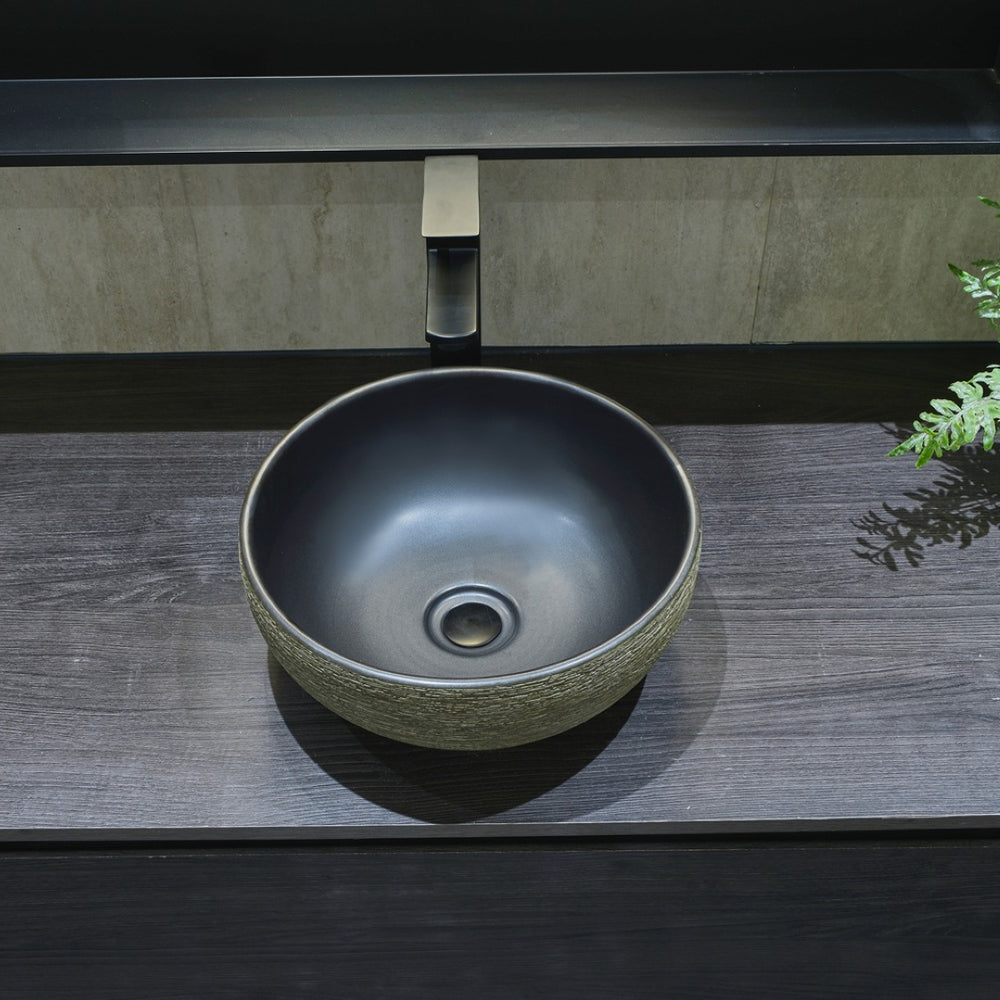 INFINITY ART BASIN PORCELAIN ROUND BLACK 340MM