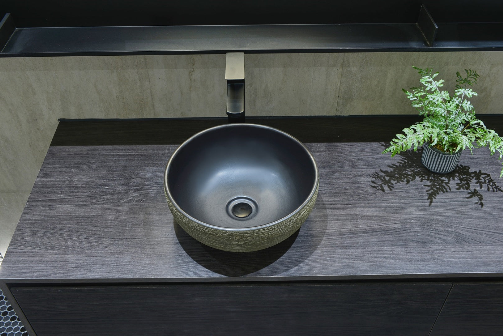 INFINITY ART BASIN PORCELAIN ROUND BLACK 340MM