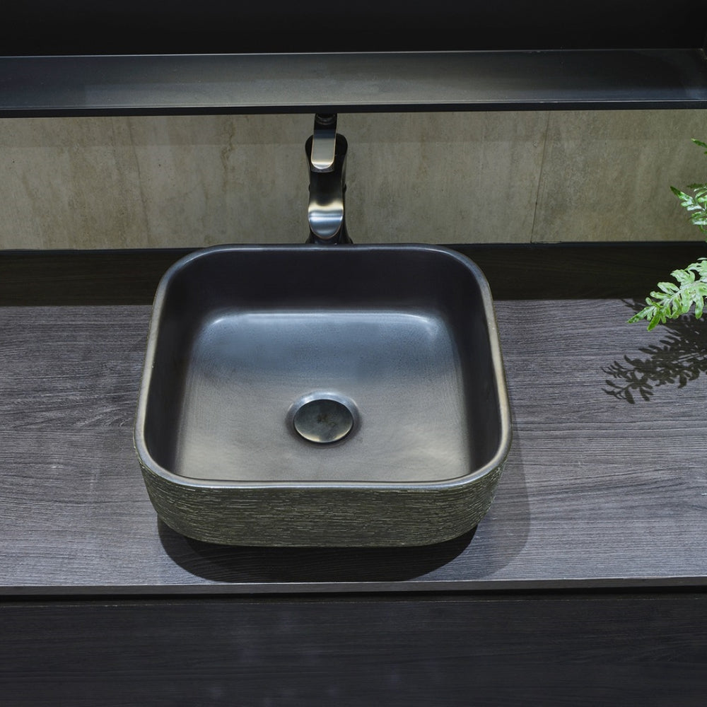 INFINITY ART BASIN PORCELAIN SQUARE BLACK 380MM