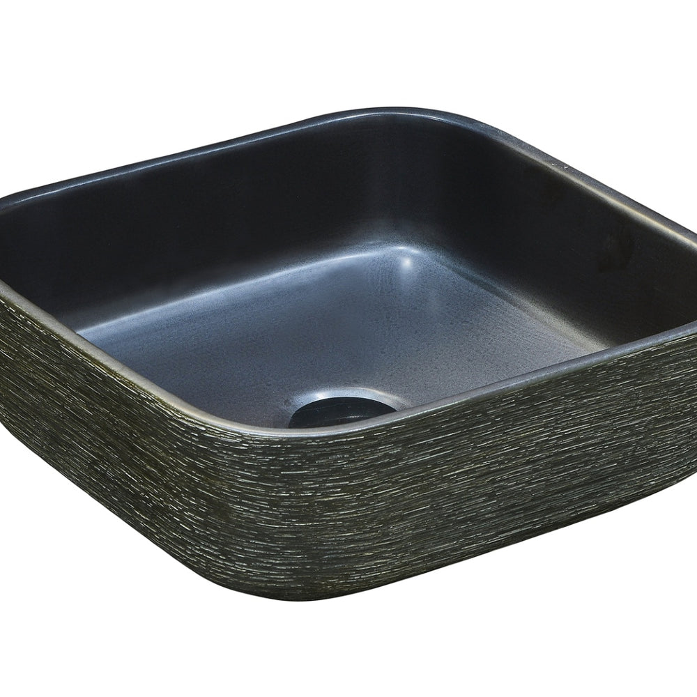 INFINITY ART BASIN PORCELAIN SQUARE BLACK 380MM