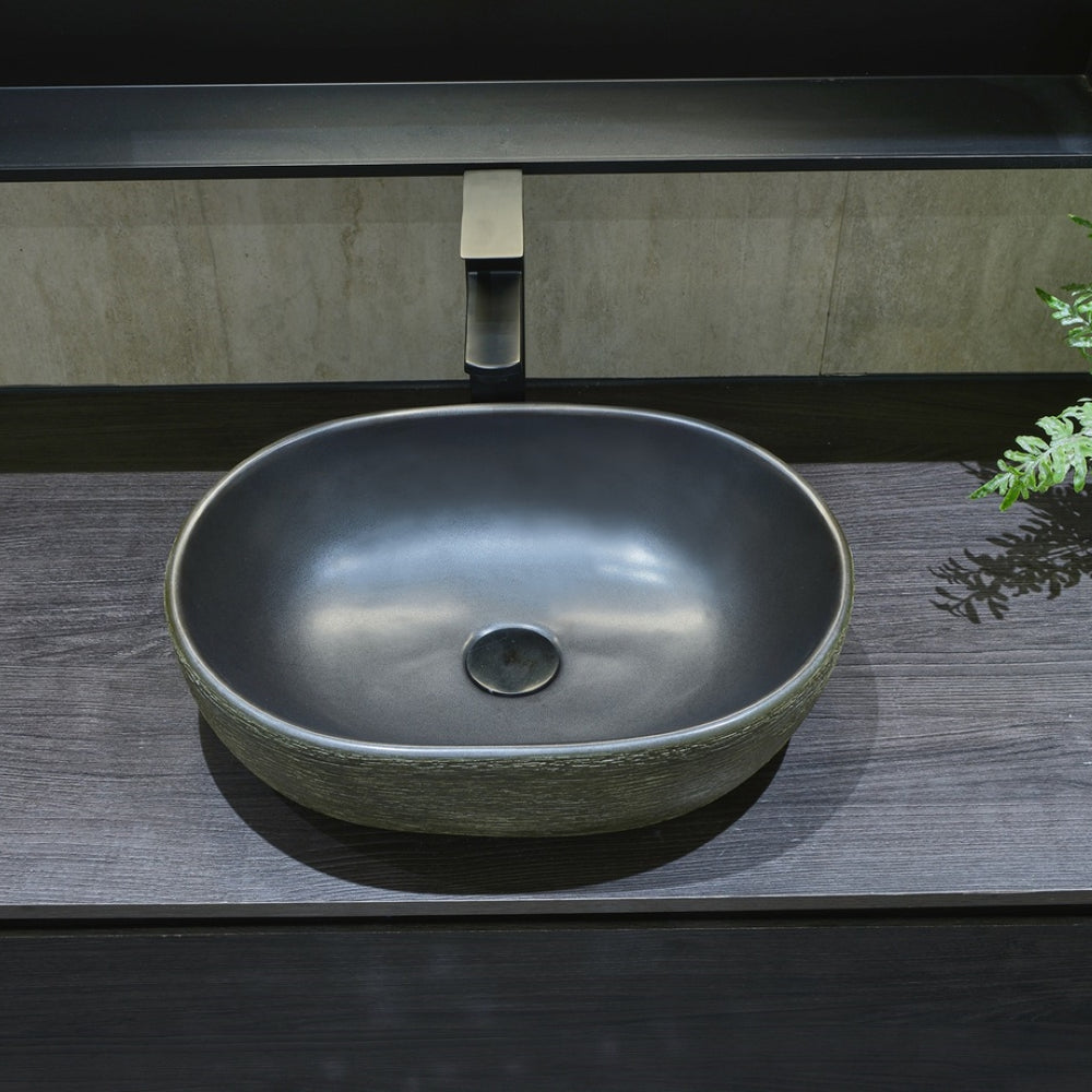 INFINITY ART BASIN PORCELAIN OVAL BLACK 475MM
