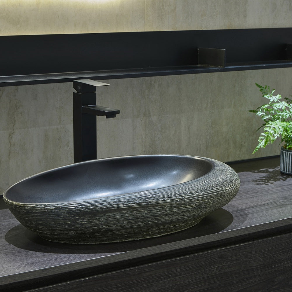 INFINITY ART BASIN PORCELAIN OVAL BLACK 580MM