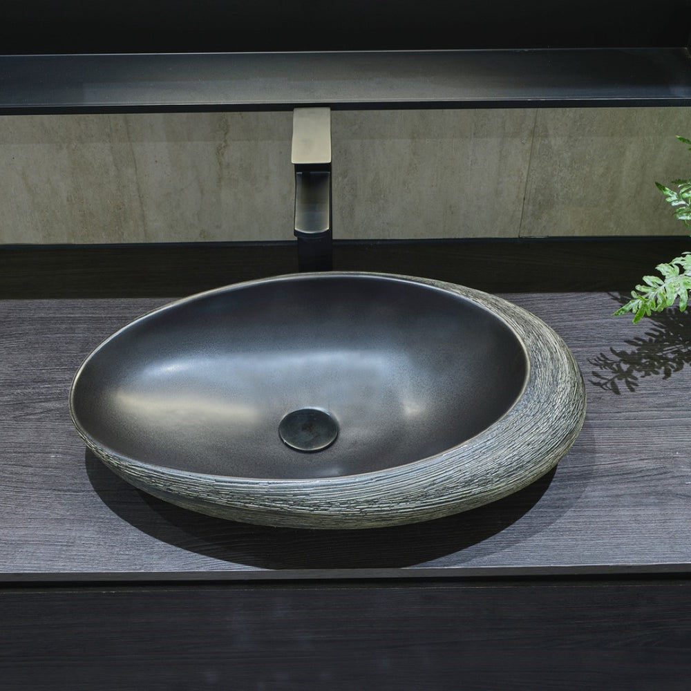 INFINITY ART BASIN PORCELAIN OVAL BLACK 580MM