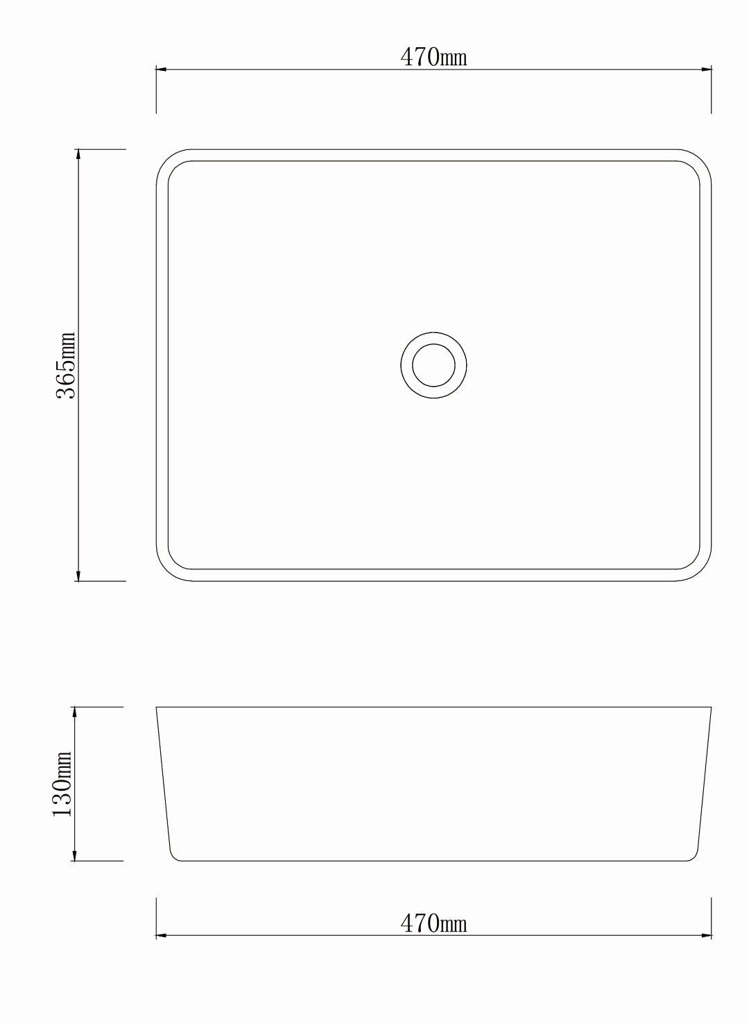 INFINITY ART BASIN PORCELAIN RECTANGULAR BLACK 470MM