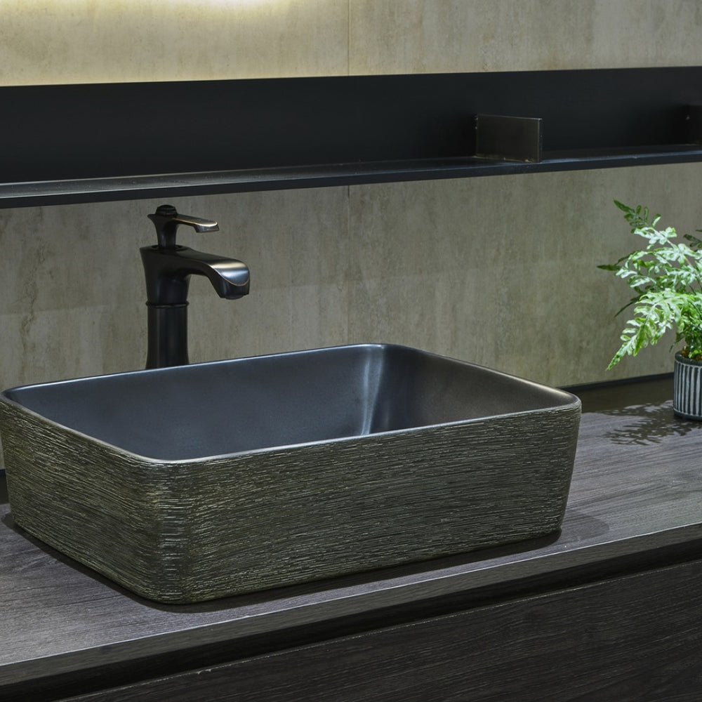 INFINITY ART BASIN PORCELAIN RECTANGULAR BLACK 470MM