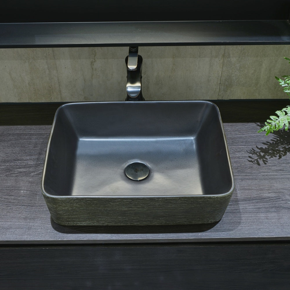 INFINITY ART BASIN PORCELAIN RECTANGULAR BLACK 470MM