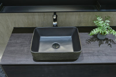 INFINITY ART BASIN PORCELAIN RECTANGULAR BLACK 470MM