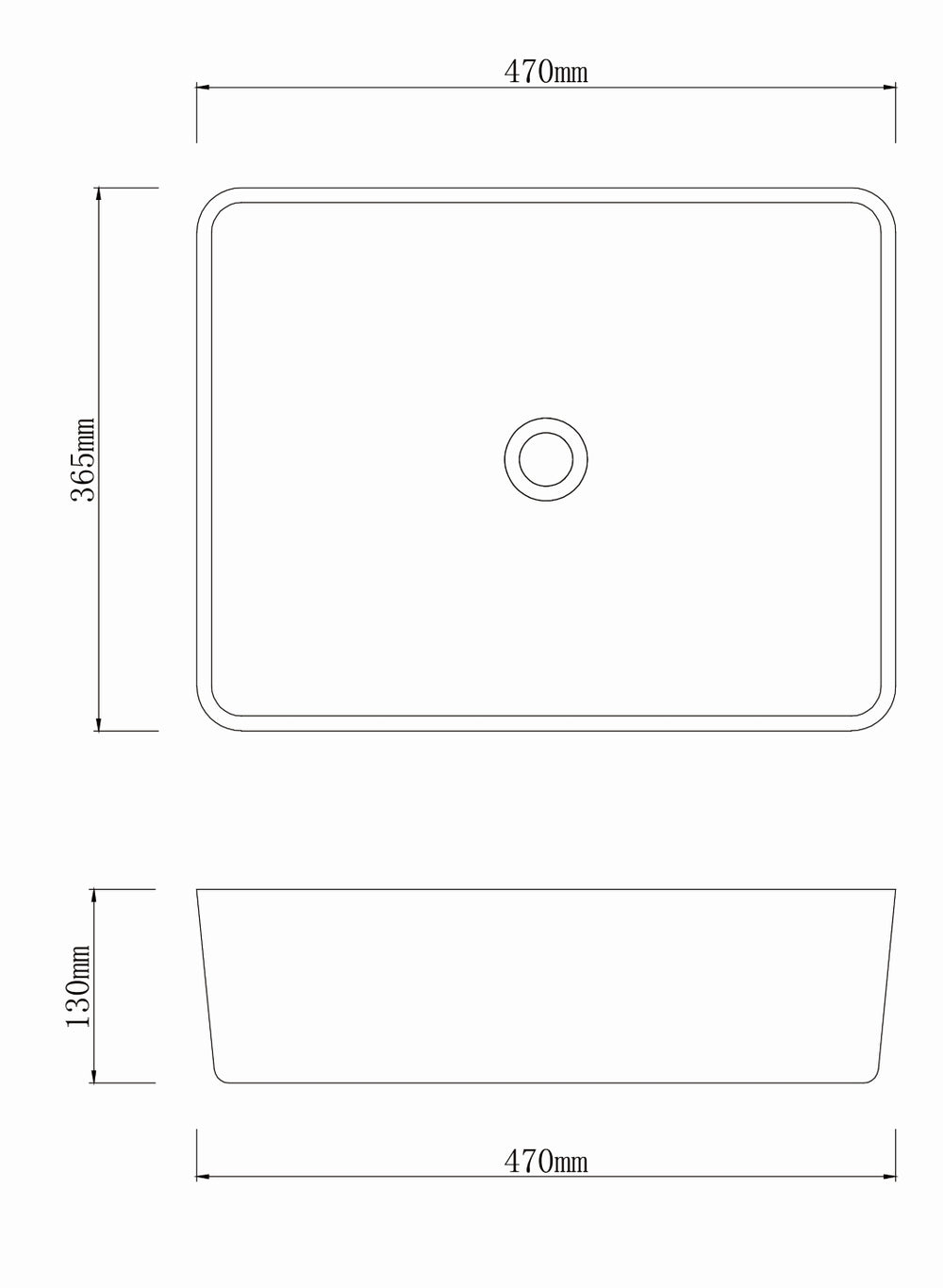 INFINITY ART BASIN PORCELAIN RECTANGULAR 470MM