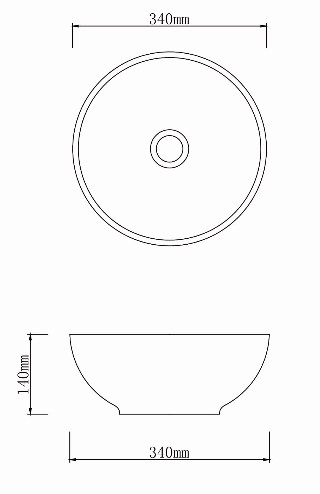 INFINITY ART BASIN PORCELAIN ROUND 340MM