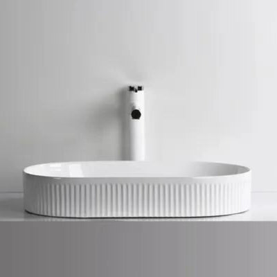 INFINITY CERAMIC ART BASIN OVAL ABOVE COUNTER GLOSS WHITE 580MM