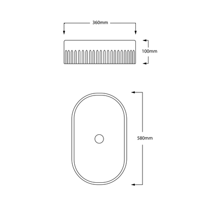 INFINITY CERAMIC ART BASIN OVAL ABOVE COUNTER MATTE WHITE 580MM