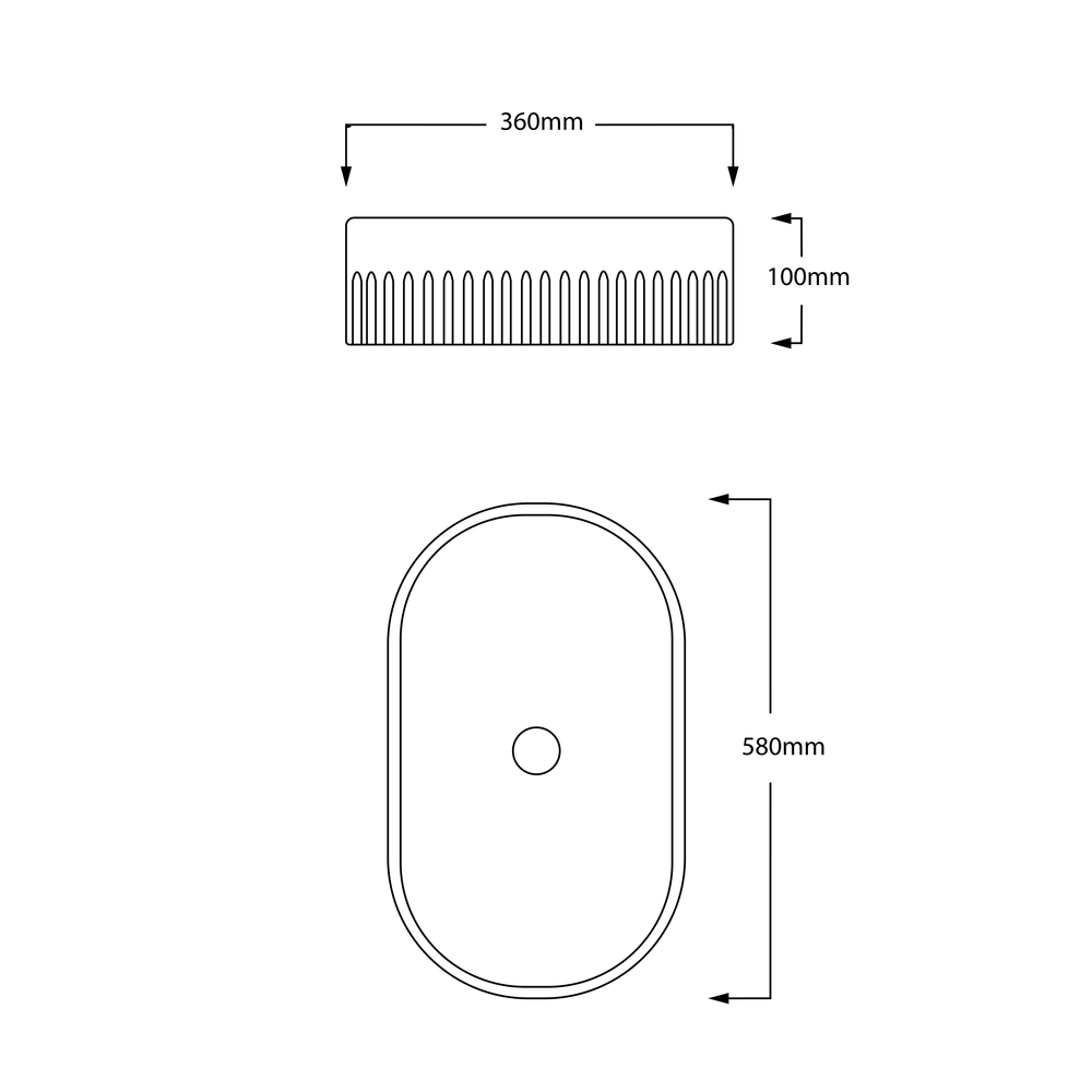INFINITY CERAMIC ART BASIN OVAL ABOVE COUNTER MATTE BLACK 580MM
