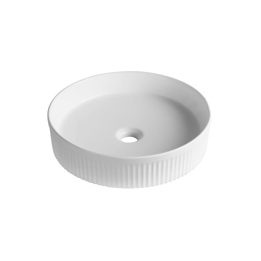 INFINITY ABOVE COUNTER ROUND MATTE WHITE CERAMIC BASIN 405MM