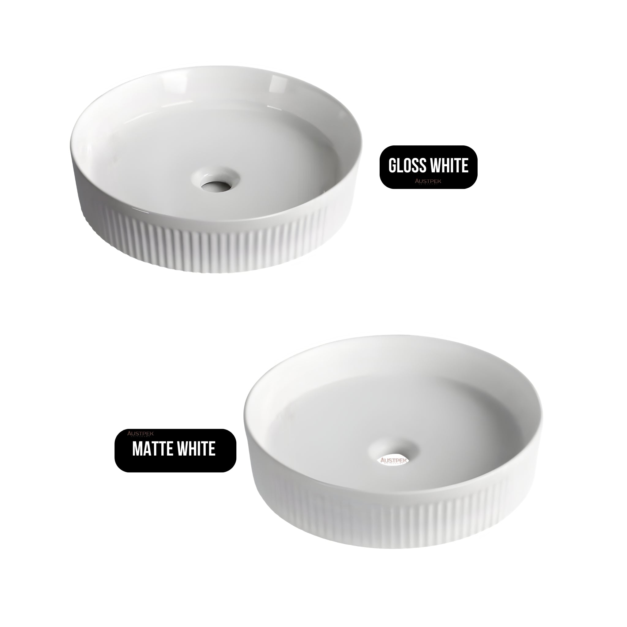 INFINITY ABOVE COUNTER ROUND GLOSS WHITE CERAMIC BASIN 405MM