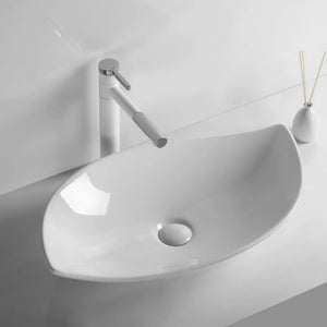 INFINITY CERAMIC ART BASIN LEAF SHAPE ABOVE COUNTER GLOSS WHITE 660MM