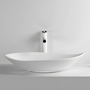 INFINITY CERAMIC ART BASIN LEAF SHAPE ABOVE COUNTER GLOSS WHITE 660MM