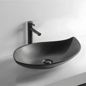 INFINITY CERAMIC ART BASIN LEAF SHAPE ABOVE COUNTER MATTE BLACK 660MM