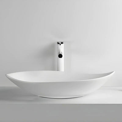 INFINITY CERAMIC ART BASIN LEAF SHAPE ABOVE COUNTER MATTE WHITE 660MM
