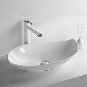 INFINITY CERAMIC ART BASIN LEAF SHAPE ABOVE COUNTER MATTE WHITE 660MM