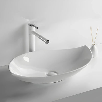 INFINITY CERAMIC ART BASIN LEAF SHAPE ABOVE COUNTER MATTE WHITE 660MM