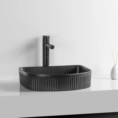 INFINITY CERAMIC ART BASIN SQUARE ABOVE COUNTER MATTE BLACK 415MM