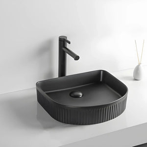 INFINITY CERAMIC ART BASIN SQUARE ABOVE COUNTER MATTE BLACK 415MM